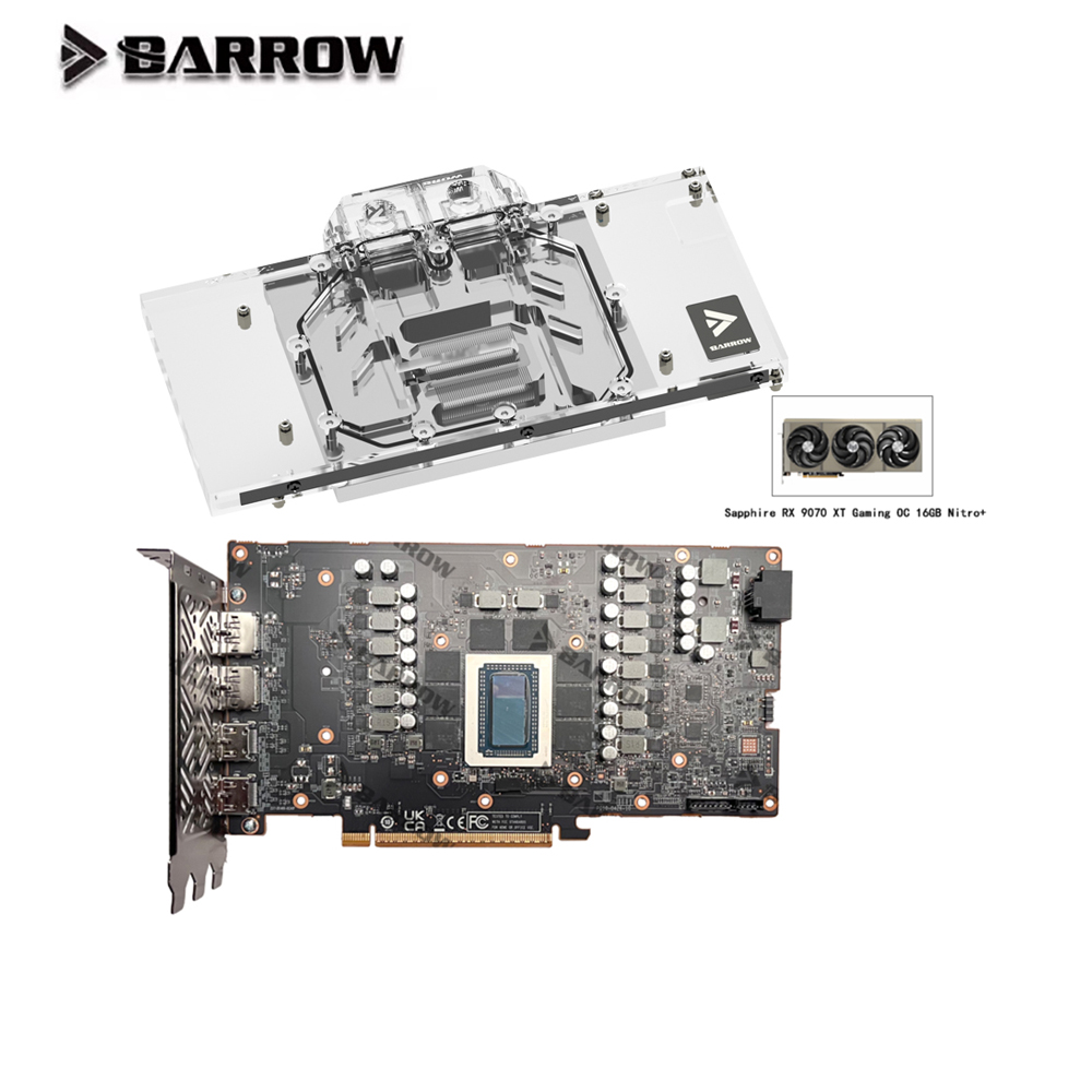 Rx 9070 Xt - Barrow GPU-Wasserblock für Sapphire Radeon RX