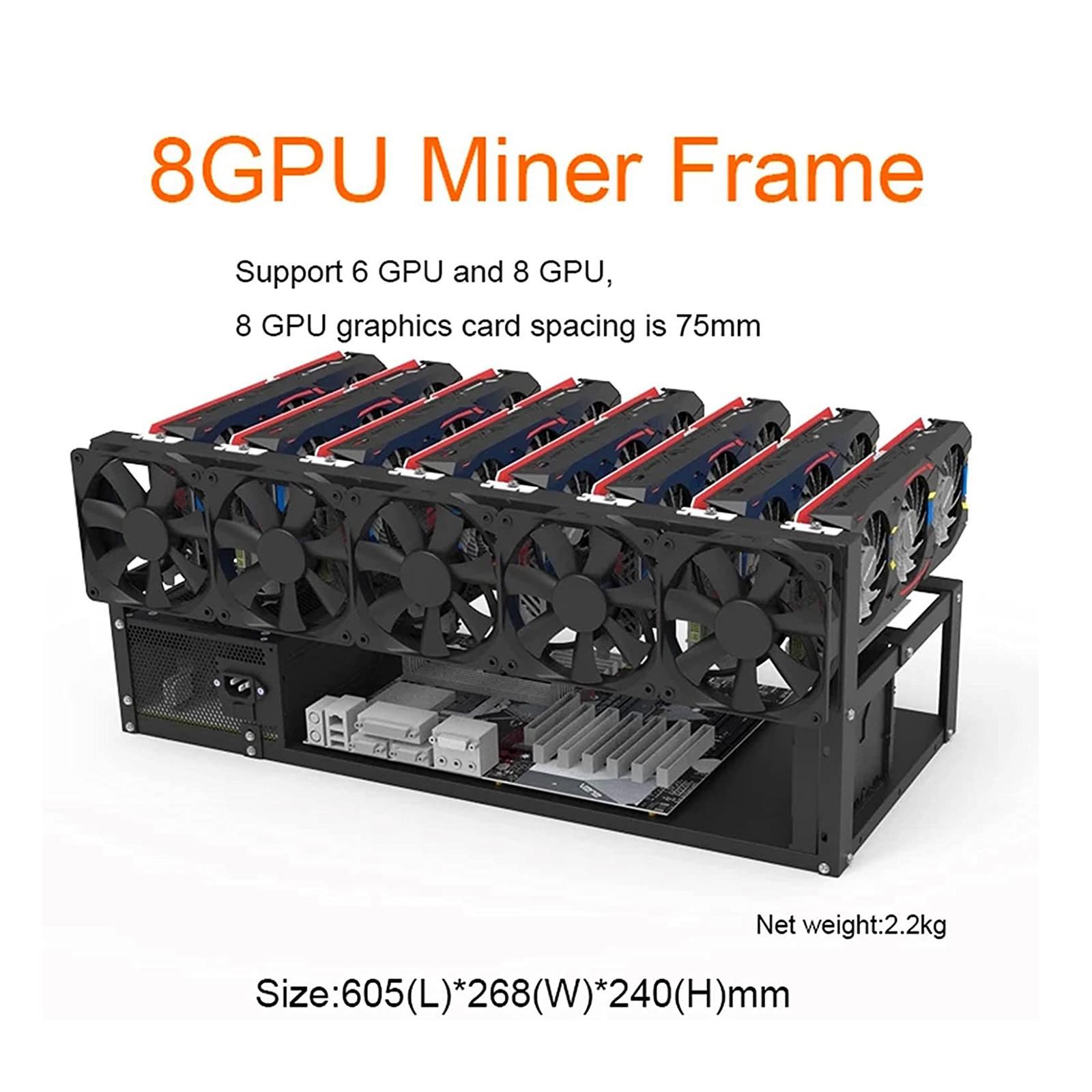 Gpu Mining Rig Frame 8 Gpu - Open-Frame-Grafikkartenhalter aus Stahl, kompatibel mit 8